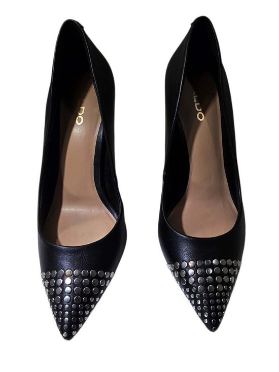 ALDO Black Metal Studded Pump Heel Shoes - Picture 9 of 13